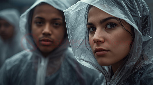 Gebrandete Regenponchos bei Eventbesuchern im Regen als Werbemittel