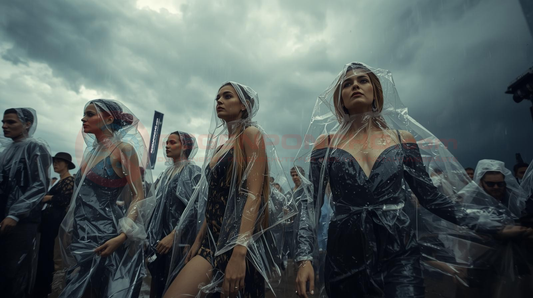 Festival im Regen – Besucher tragen transparente Regenponchos als schnellen Regenschutz 2026