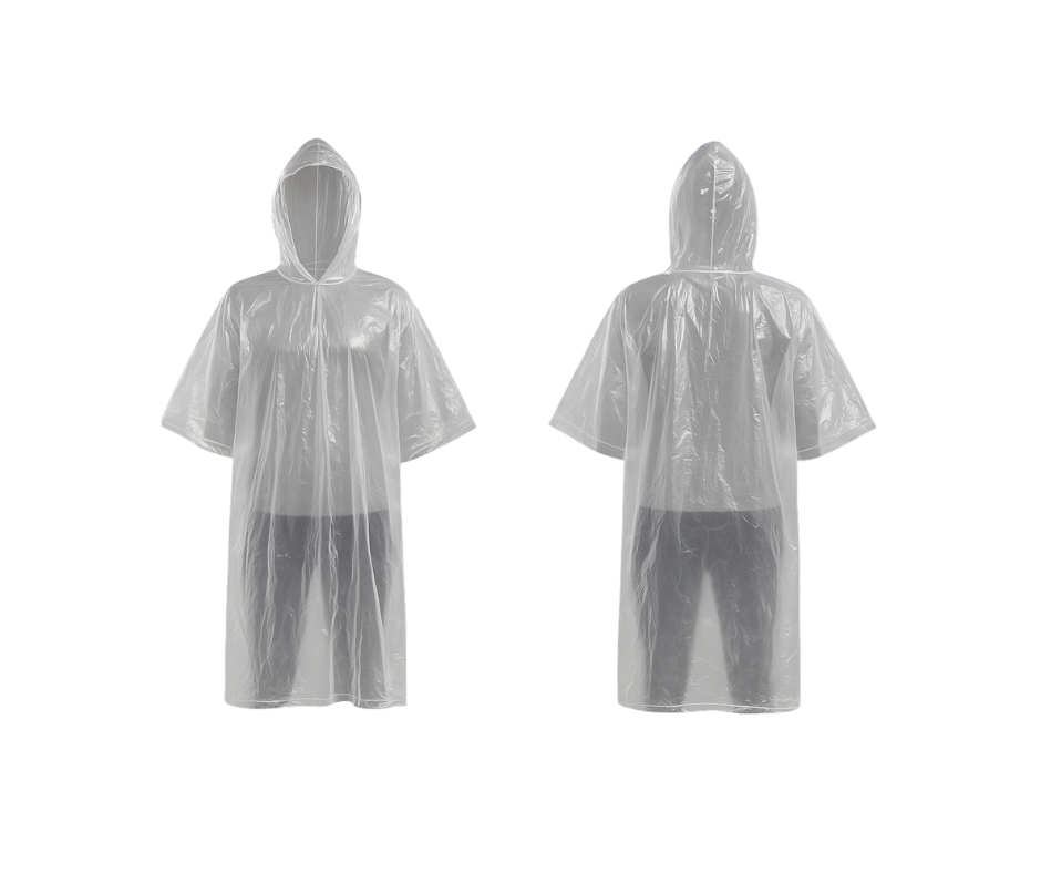 PVC Rain Poncho Transparent – ​​Reusable &amp; Waterproof (Unisex) from 3.50 €