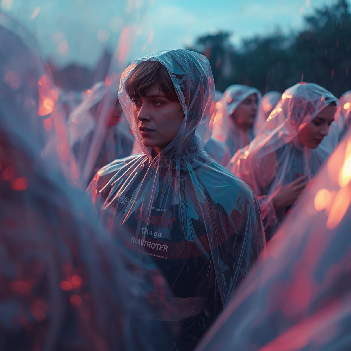 Transparente Einweg Regenponchos bei einem Festival – Regenschutz für Events und große Besuchergruppen
